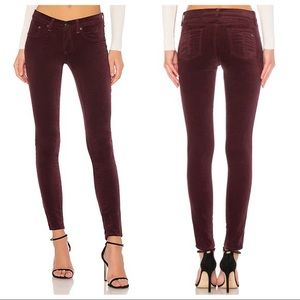 rag & bone burgundy velvet skinny jeans